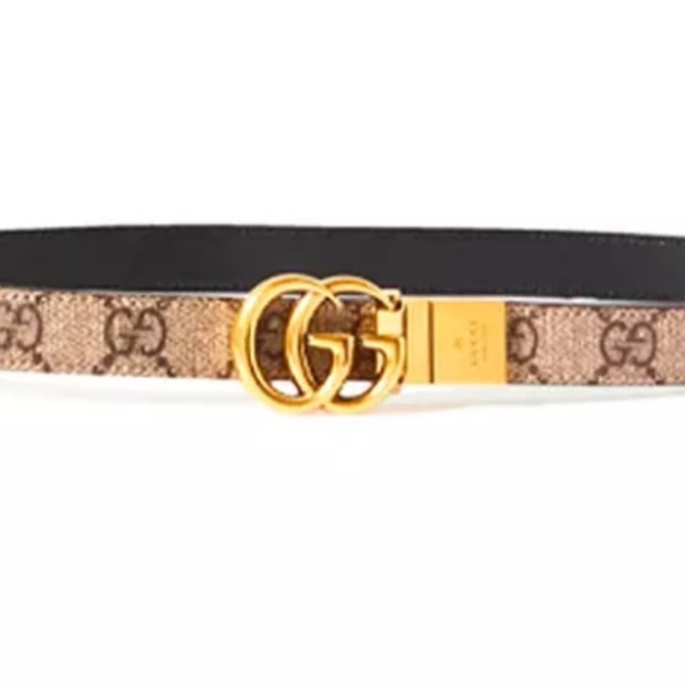 Gucci Reversible Printed Coated-Canvas and Leather Belt Size 75 (30 inch)